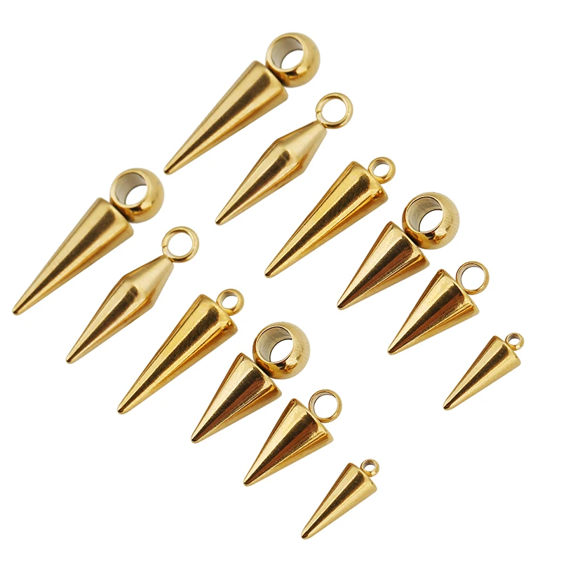 10 Stück Edelstahl Kegel Charms Anhänger Retro Spike Perlen Charms Anhänger für Frauen Mann Hoop Ohrring Schmuckherstellung Zubehör