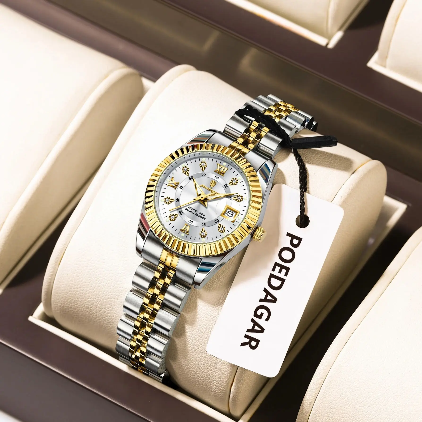 POEDAGAR Original Elegant Women's Watches Waterproof Luminous Date Women Watch Stainless Steel Quartz Fashion Ladies Wristwatch
