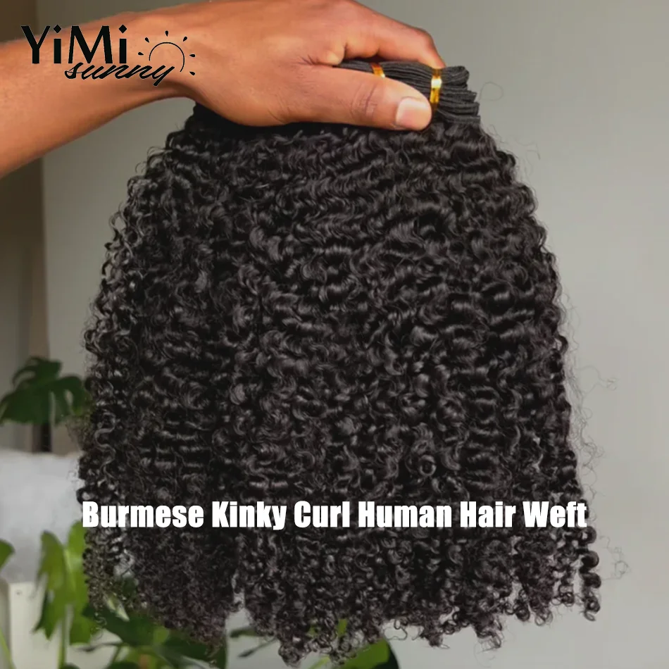 Birmese Kinky Krullend 100% Menselijk Haar Bundel Inslag Aanbiedingen 4A 4B Kinky Krul Ruwe Birmese Menselijk Maagd Haar Bundel Groothandel Yimisunny
