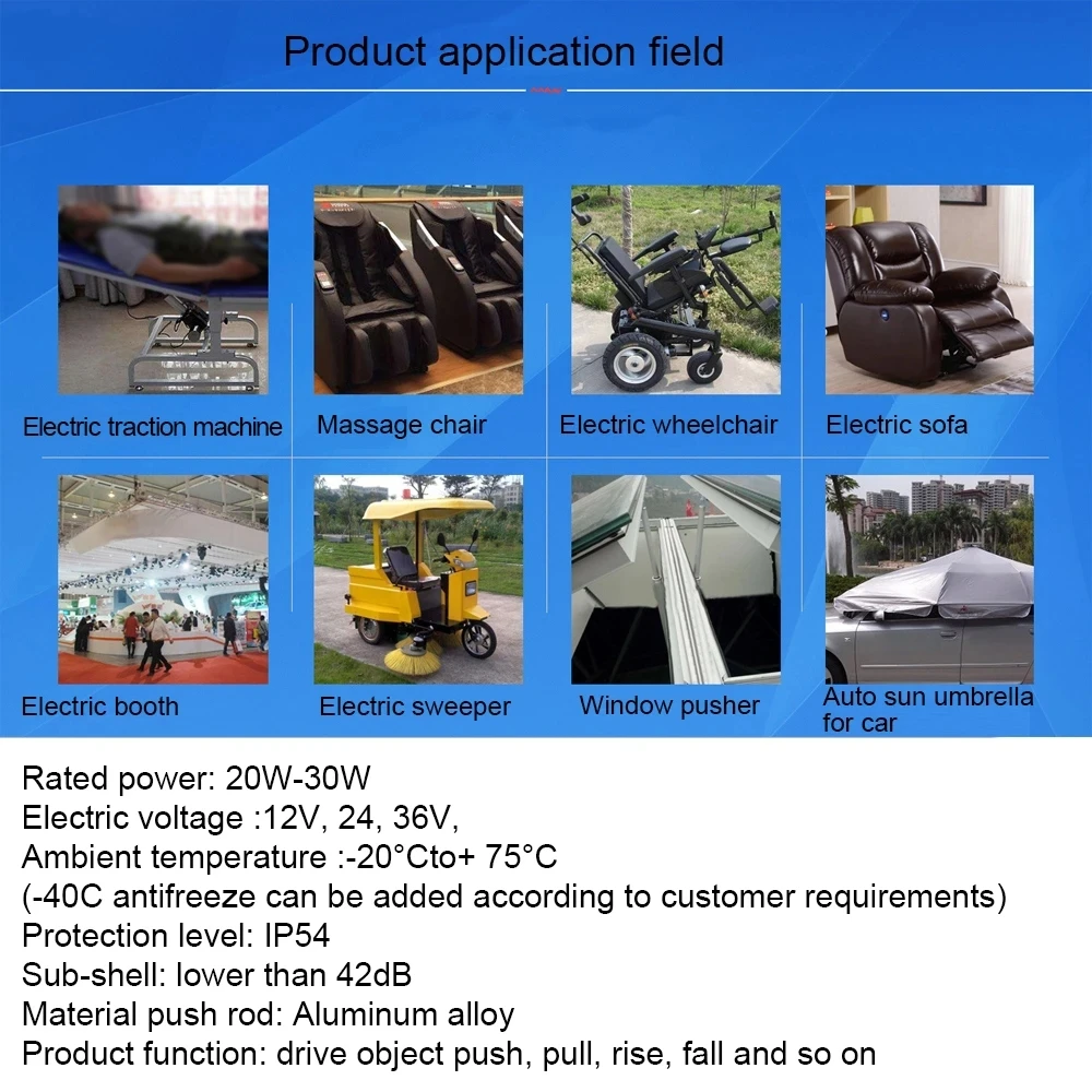 Linear Actuator 12V 24V High Thrust 2500N 2200N 1800N 1200N 500N Linear Actuator Motor 50-800mm Stroke for Automation Equipment