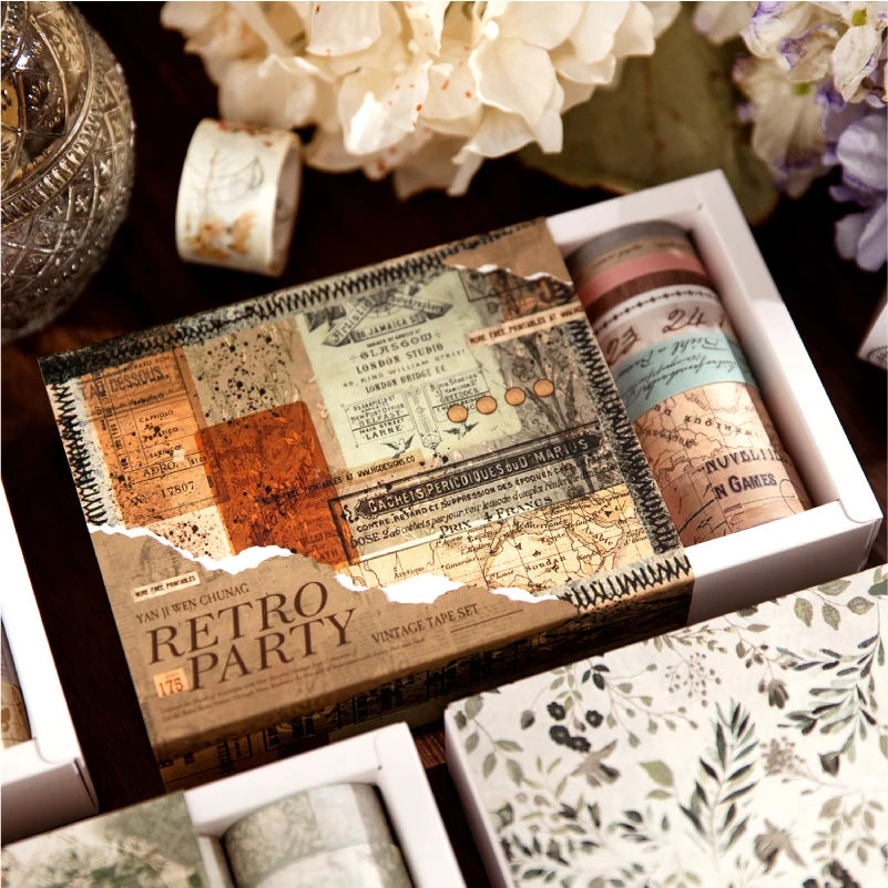 Journal GO 3x200cm 20rolls Vintage Collage Junk Journal Scrapbooking diy Washi Tape Card Planner Decor Masking Tape