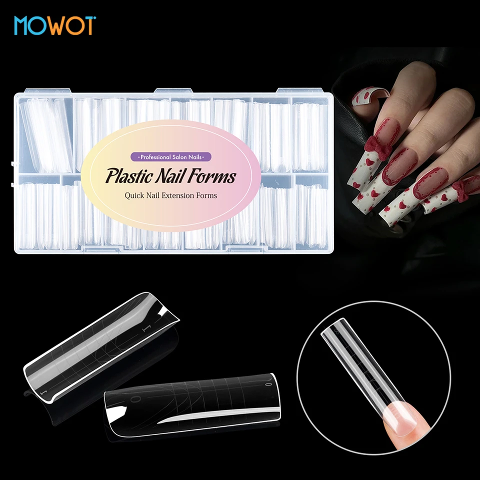 MOWOT nuevo molde de uñas cuadrado dual extensión de uñas postizas tips para uñas moldes de construcción rápida gel cobertura completa talla grande formas superiores acrílicas 2