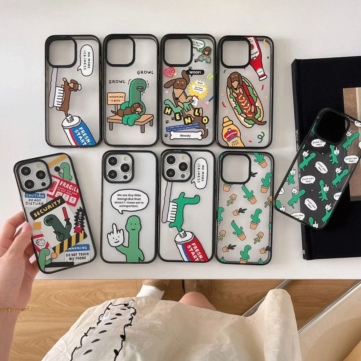 

Cartoon Dinosaur Black Border 2.0 Acrylic Phone Case Cover for IPhone 11 12 13 14 15 16 Pro Max Case