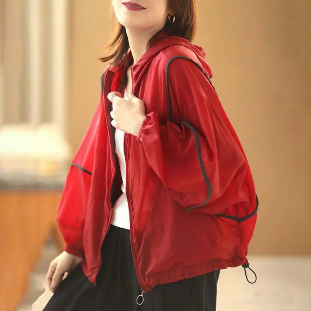 

Модная легкая солнцезащитная одежда, ультратонкая полосатая летняя солнцезащитная верхняя одежда, тонкое солнцезащитное пальто с защитой от УФ-лучей для женщин, спорт