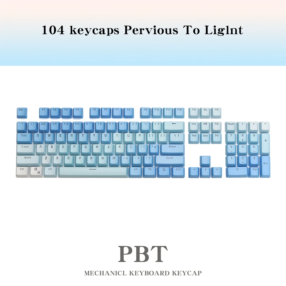 Neue 104 Tasten PBT-Tastenkappen mit Farbverlauf, Regenbogen-Tastenkappe für MX-Schalter, mechanische Tastatur, Hintergrundbeleuchtung, RGB-Gaming, individuelle Tastenkappe, OEM-Profil