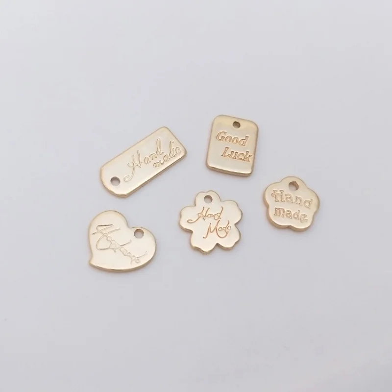 2 Piece DIY Jewelry Making 14k Gold Plated HAND MADE Luck Letter Tag Charm Pendants Accessories For Bracelet Necklace