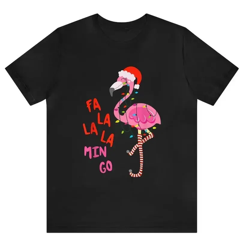 Flamingo Santa Fa La Mingo Funny T Shirt S 5Xl Multicolor
