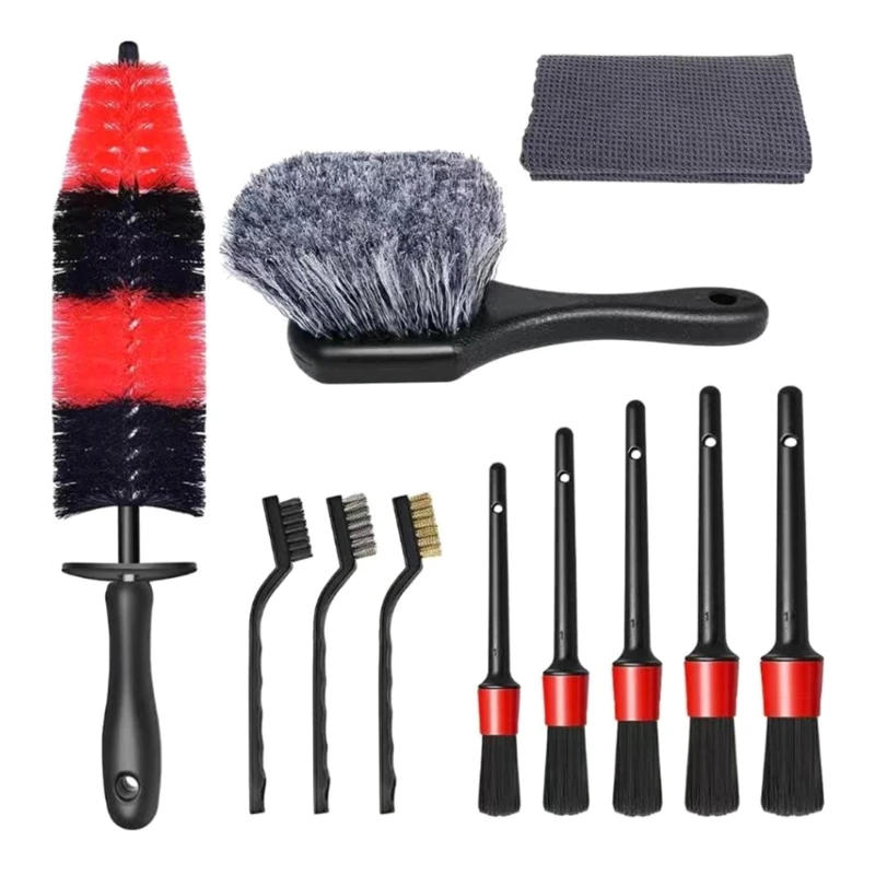 11Pcs Car Wheel Cleaning Brush Kit Wheel Brushes Wheel Tire Brush Car Detailing Kit Car Washing Detail Brush Car Washing Kit