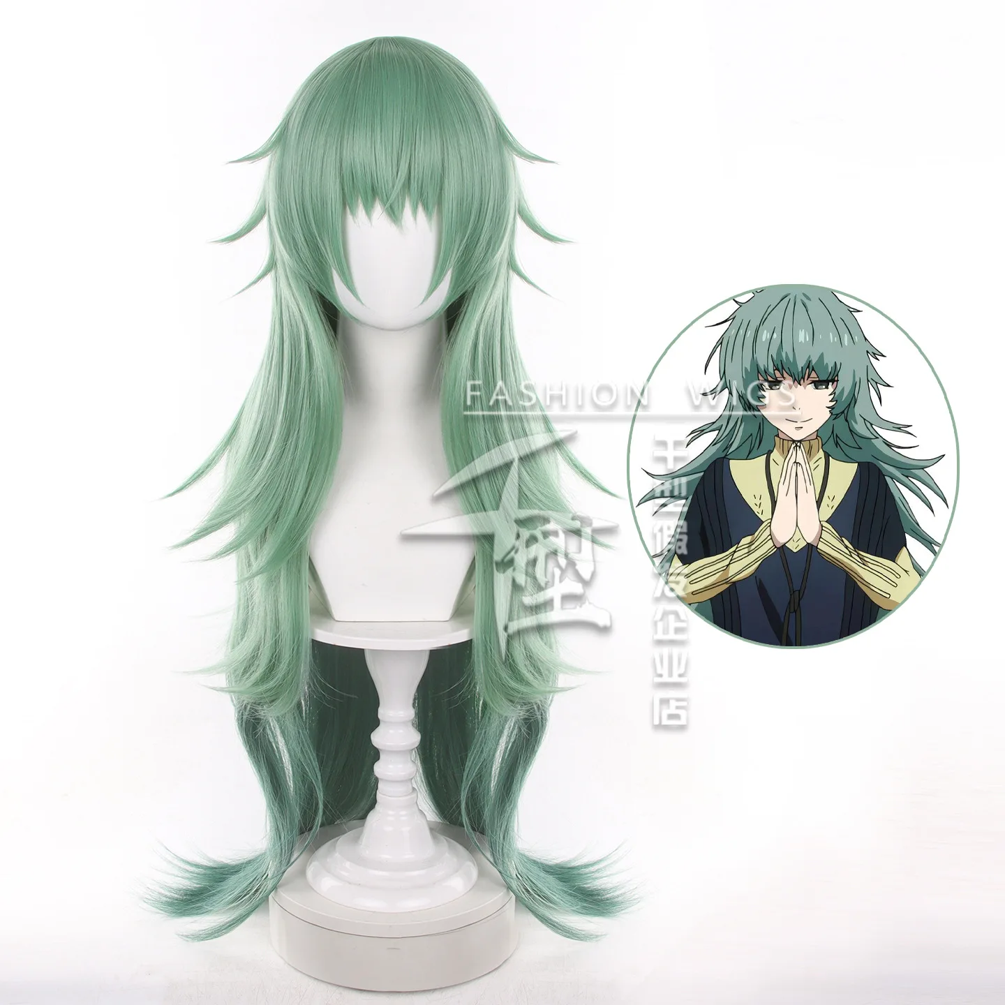 

Anime Takatsuki Sen Cosplay Wig 95cm Long Green Gradient Curly Wig Eto Yoshimura Wigs Heat Resistant Synthetic Hair + Wig Cap