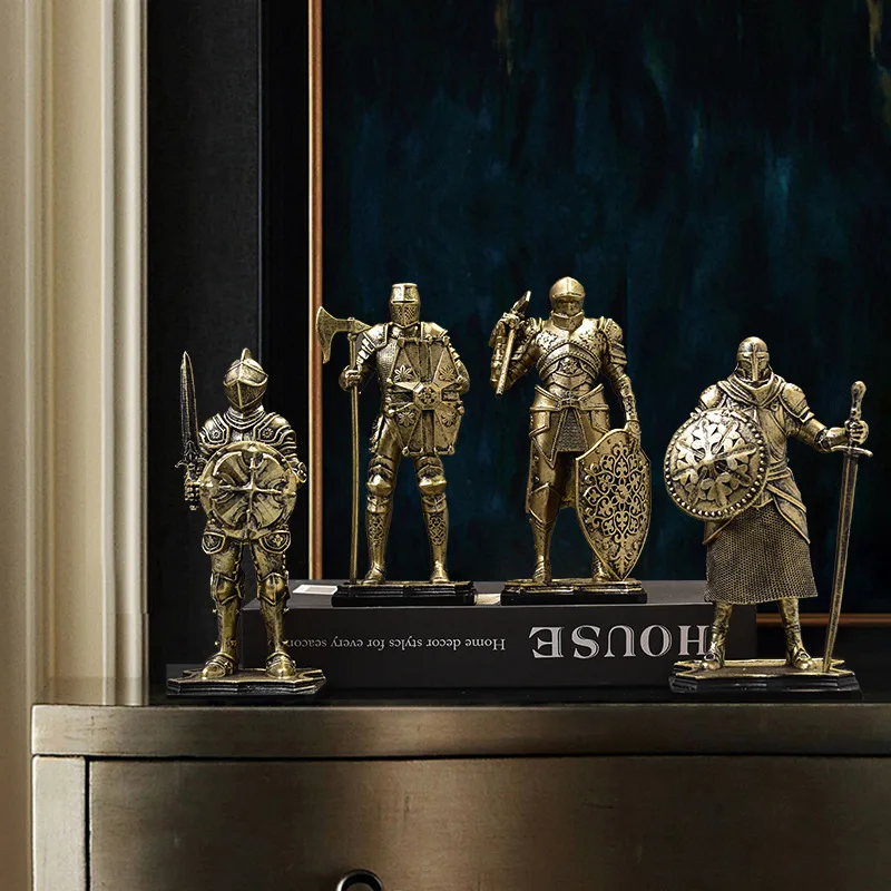 

Knight Warrior Statues, Retro Resin Crafts, Home Room Tables, Small Statues Accessories, Office Desk Decorations