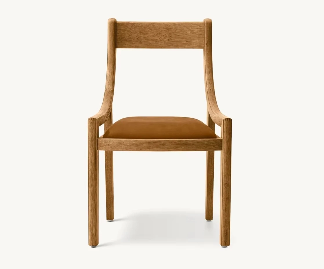 Dining Side Chair French Contemporary Danish Design Slope Leather with Solid Oak Wood Home Furniture for Dining Room