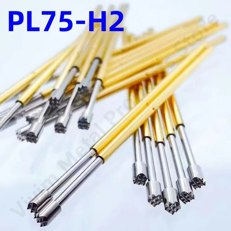 

100PCS PL75-H2 33.35mm 9-claw Plum Blossom Head Test Pin Dia 1.30mm Needle Spring Test Probe PL75-H Dia 1.02mm Test Pogo Pins