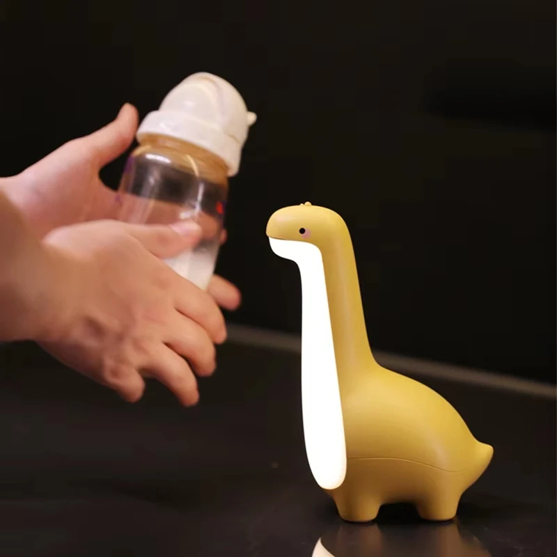 Luz noturna de dinossauro para crianças – lâmpada de cabeceira fofa com proteção para os olhos, carregamento USB, decoração ideal para quarto