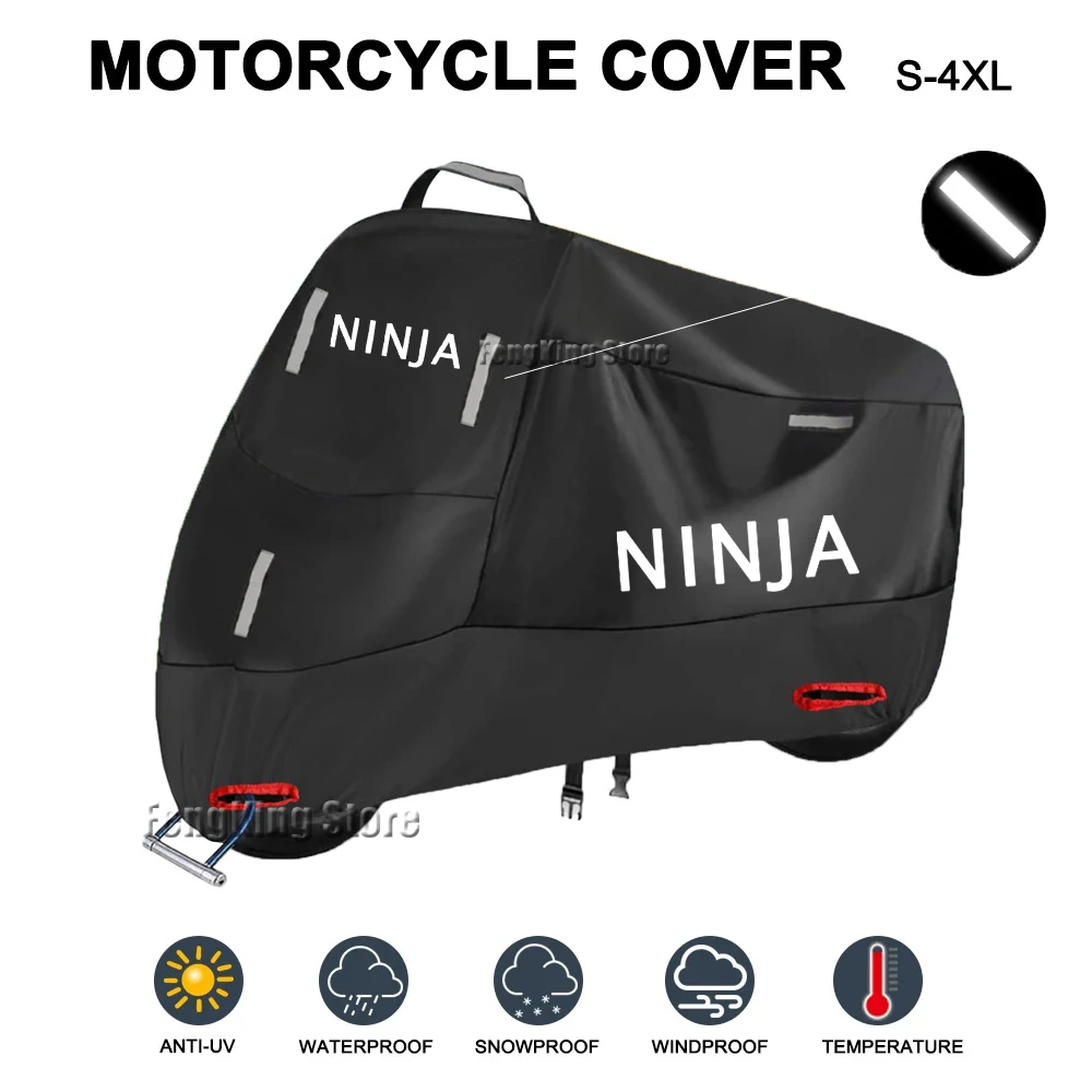 Motorcycle Cover Waterproof Outdoor Scooter UV Protector Rain Cover For Kawasaki Ninja 400 650 300 250 250R Ninja H2 ZX14R ZX10R