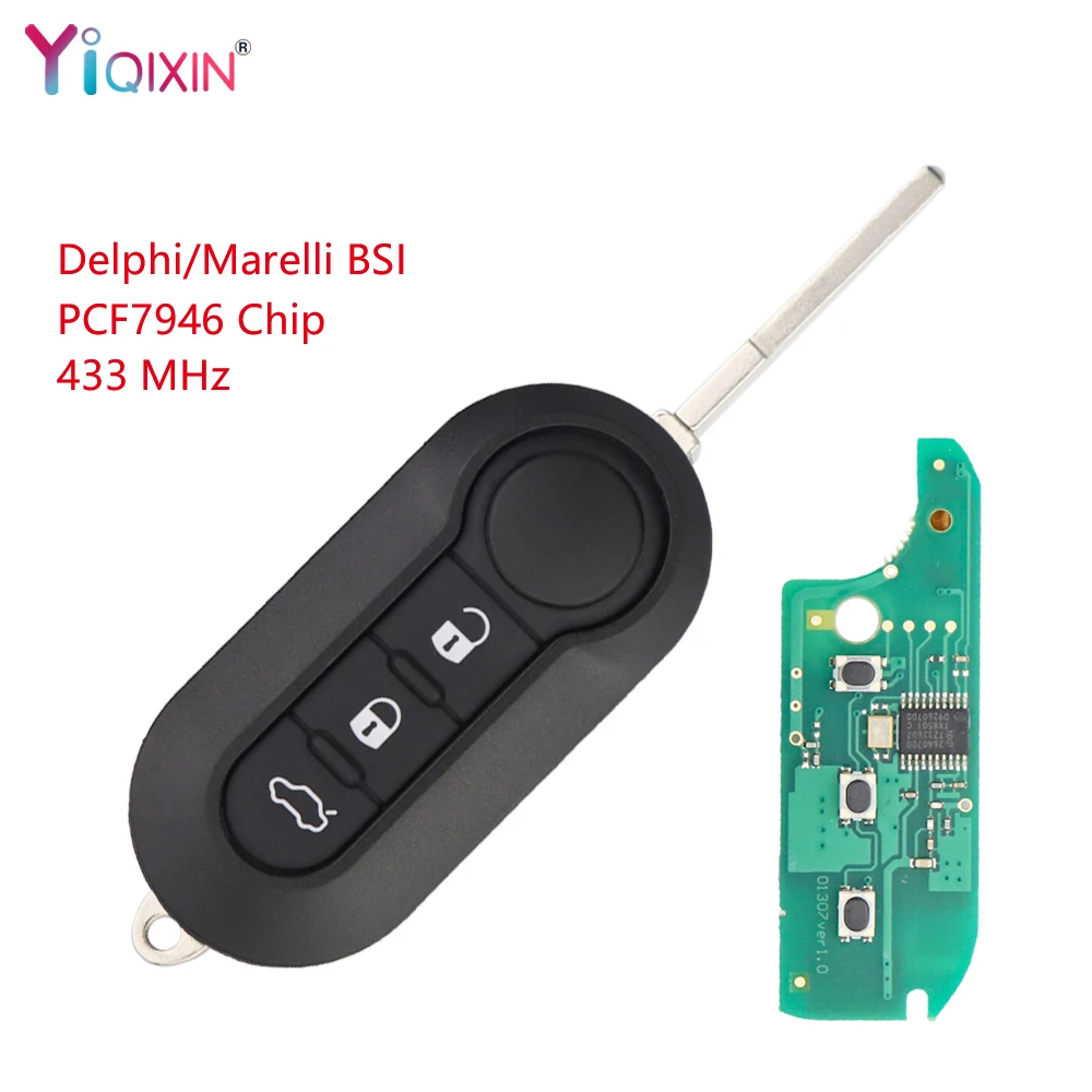 YIQIXIN Remote Car Key For Fiat Panda 500 Bravo MPV Punto Ducato Stilo Citroen Jumper Peugeot Boxer 2008-2015 Flip Blade 46 Chip