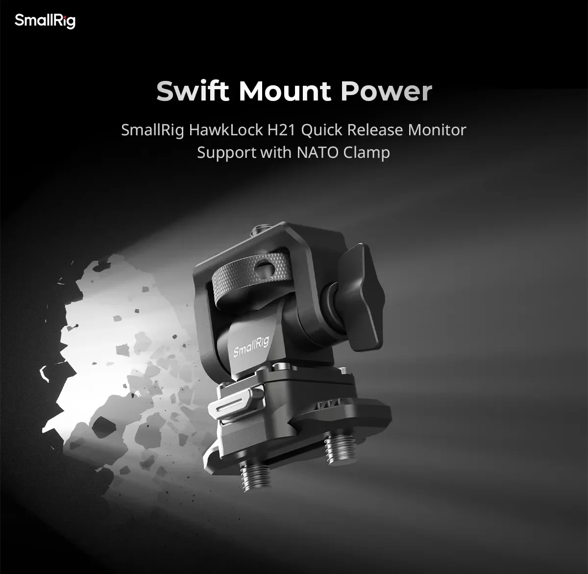 SmallRig HawkLock H21 Quick Release Monitor Support with NATO Clamp Monitor Mount with Quick Release NATO Rail,Load 2.5kg 4487