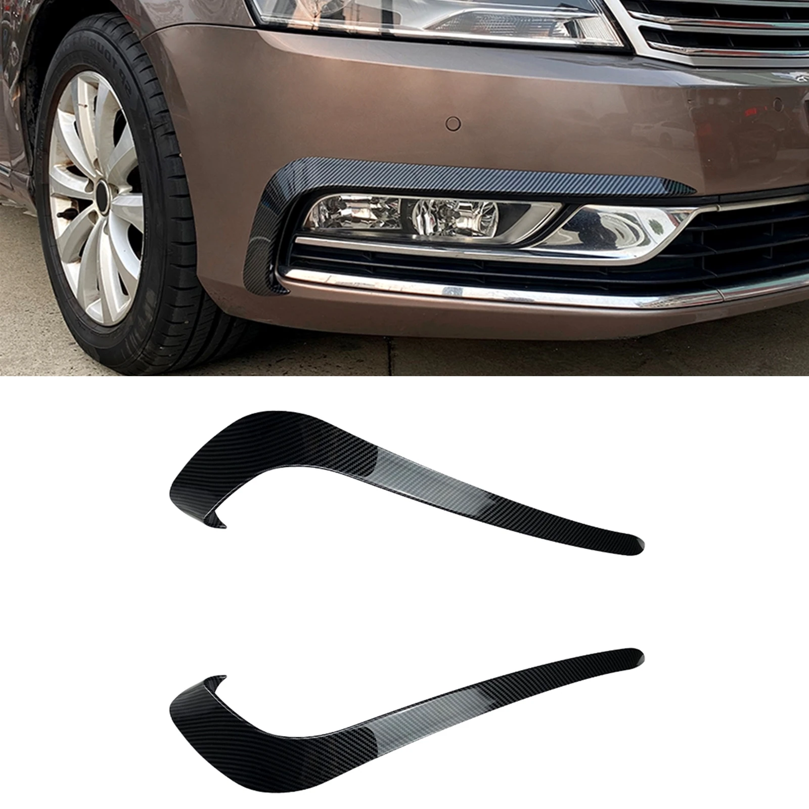 

Front Bumper Fog Light Cover Air Vent Trim For Volkswagen VW Passat B7 2011-2015 Carbon Fiber Look/Gloss Black Spoiler Splitter