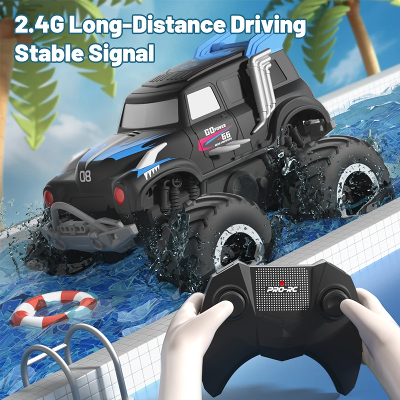 JJRC-Voiture amphibie télécommandée pour enfants, jouets de camion monstre tout-terrain, escalade sur l'eau et sur terre, 1:24 RC, grande roue, cadeau, Q182, 2.4G