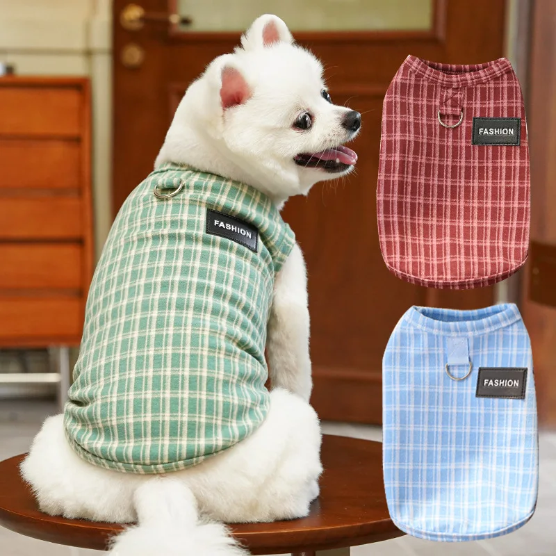 

Plaid Dog Clothes Retro Short Sleeve Costume Pullover Hoodies Shirt For Small Medium Dogs Chiwawa York Puppy Sweatshirt T-Shirts