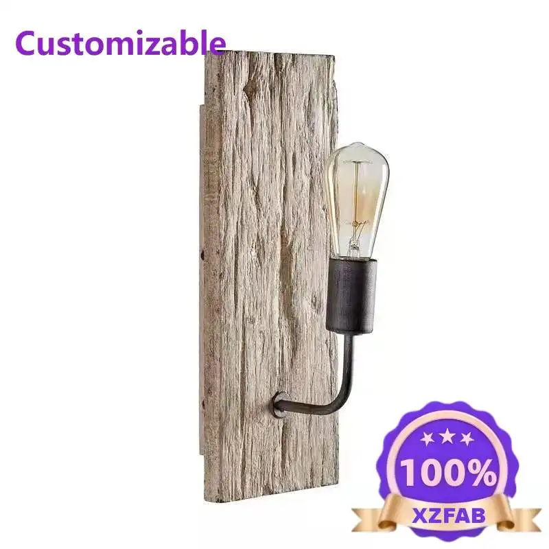 Factory Direct 2026 American country retro old wood wall lamp living room dining hall stairwell lamp indoor creativity