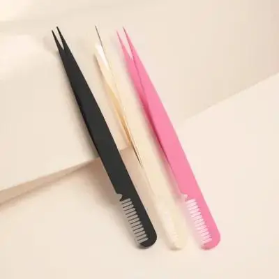 3Pcs Eyelash Tweezers Lash Clamp Durable Stainless Steel Precision Eye Lash Applicator Tool for False Eyelashes Portable Set