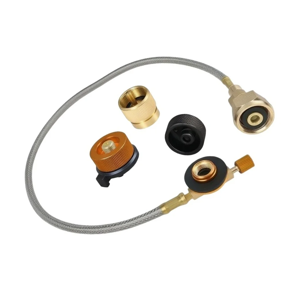 For LPG Gas Transfer Valve Assembly Compatible with Cartridge Style Propane Cylinders Includes Connecting Pipe and Clamp Head