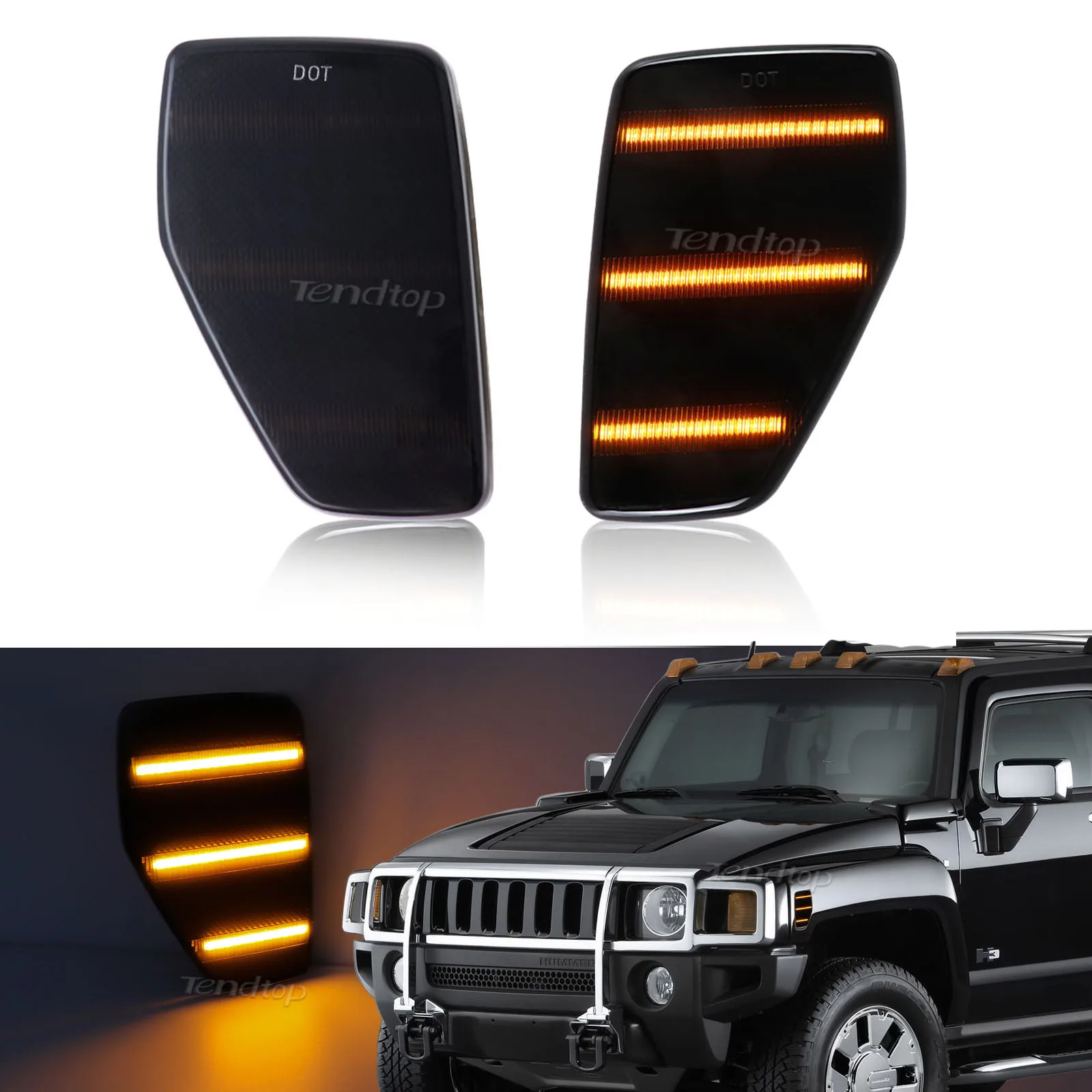 

Front Bumper Side Marker Light Kits For Hummer H3 2006-2010 H3T 2009 2010 LED Turn Signal Lights Smoked Amber Sidemarker Lamp