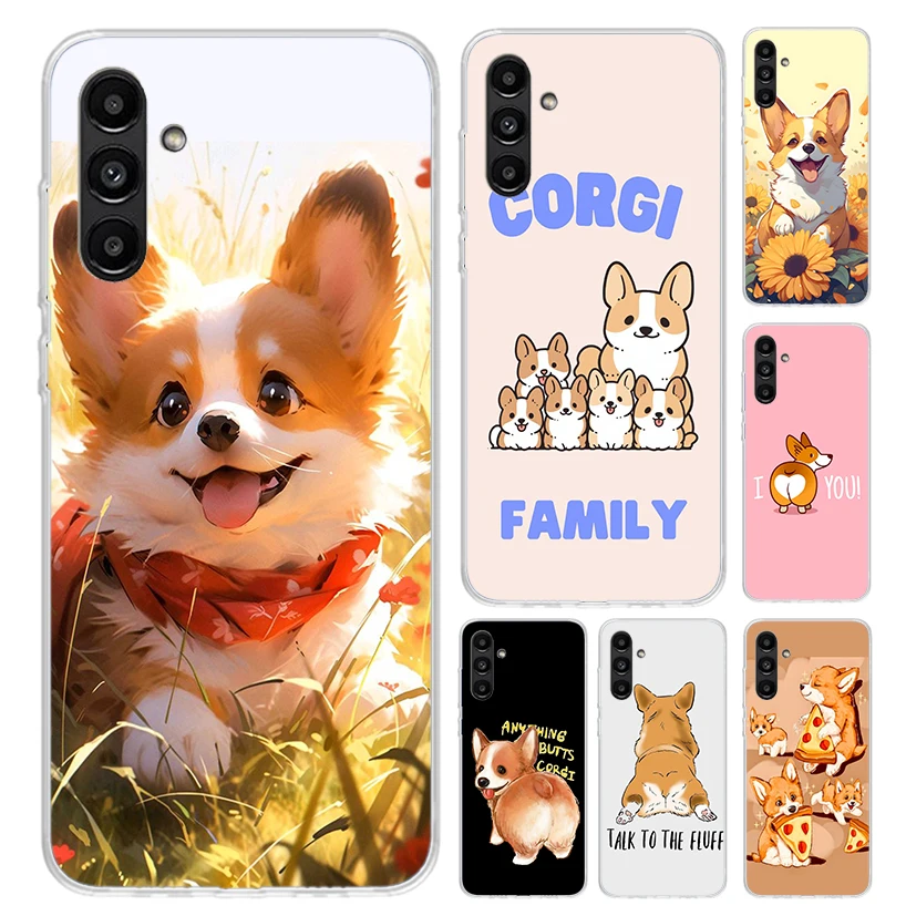 Cartoon Corgi Cute Dog Phone Case for Samsung Galaxy A16 A26 A36 A56 A15 A25 A35 A55 A14 A24 A34 A54 A13 A23 A33 A53 A05S A04S A