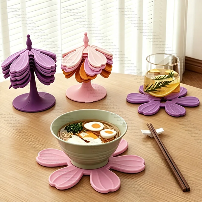 Silicone Heat Resistant Mat Trivet Cup Coaster Bowl Pad Table Placemat for Kitchen Dining Table