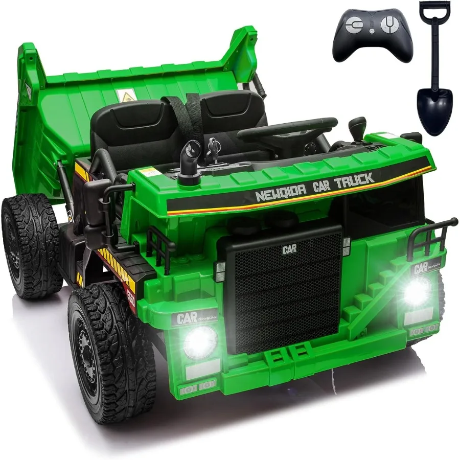 24V Ride on Dump Truck, Kids Electric Car with Remote Control, Ride on Construction Vehicles with Electric Dump Bed and Extra Sh