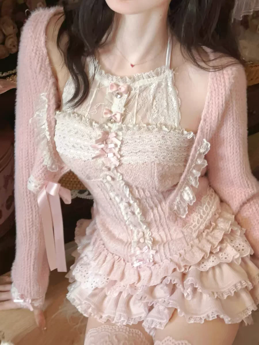 

Princess sweet lolita corset bobon21 Exquisite wool lace bow woolen cute slim fit corset T2361