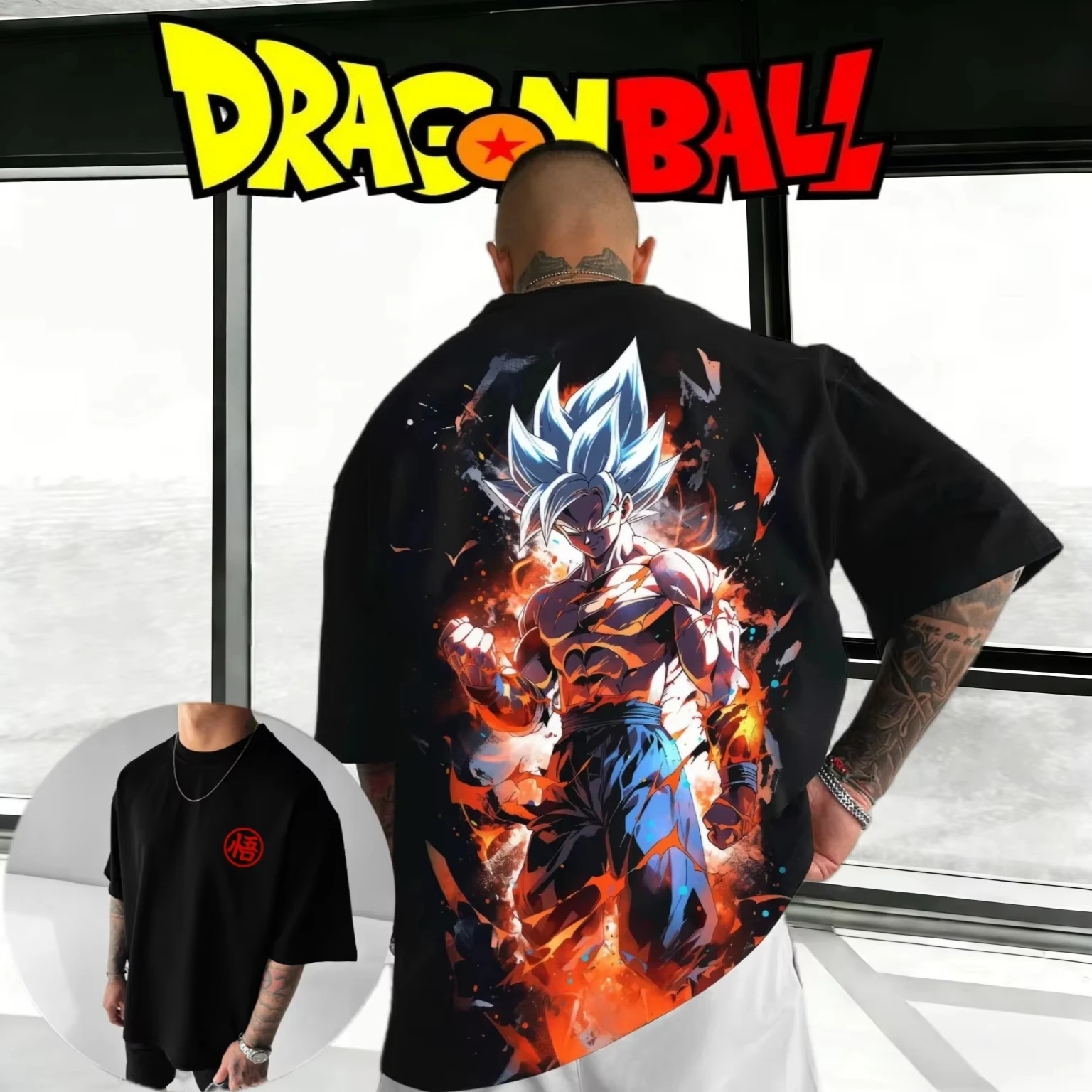 

Летняя футболка оверсайз «Драгон Болл» 2026 года, высококачественный хлопок, принт Гоку «Ультра Инстинкт: Огонь», унисекс, ретро, повседневная, для взрослых и детей