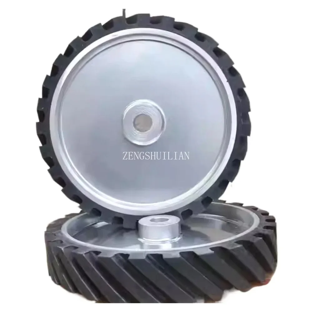 

1PCS：Dia. 300*50*25.4mm Serrated Rubber Contact Wheel Sanding Belt Polishing Wheel