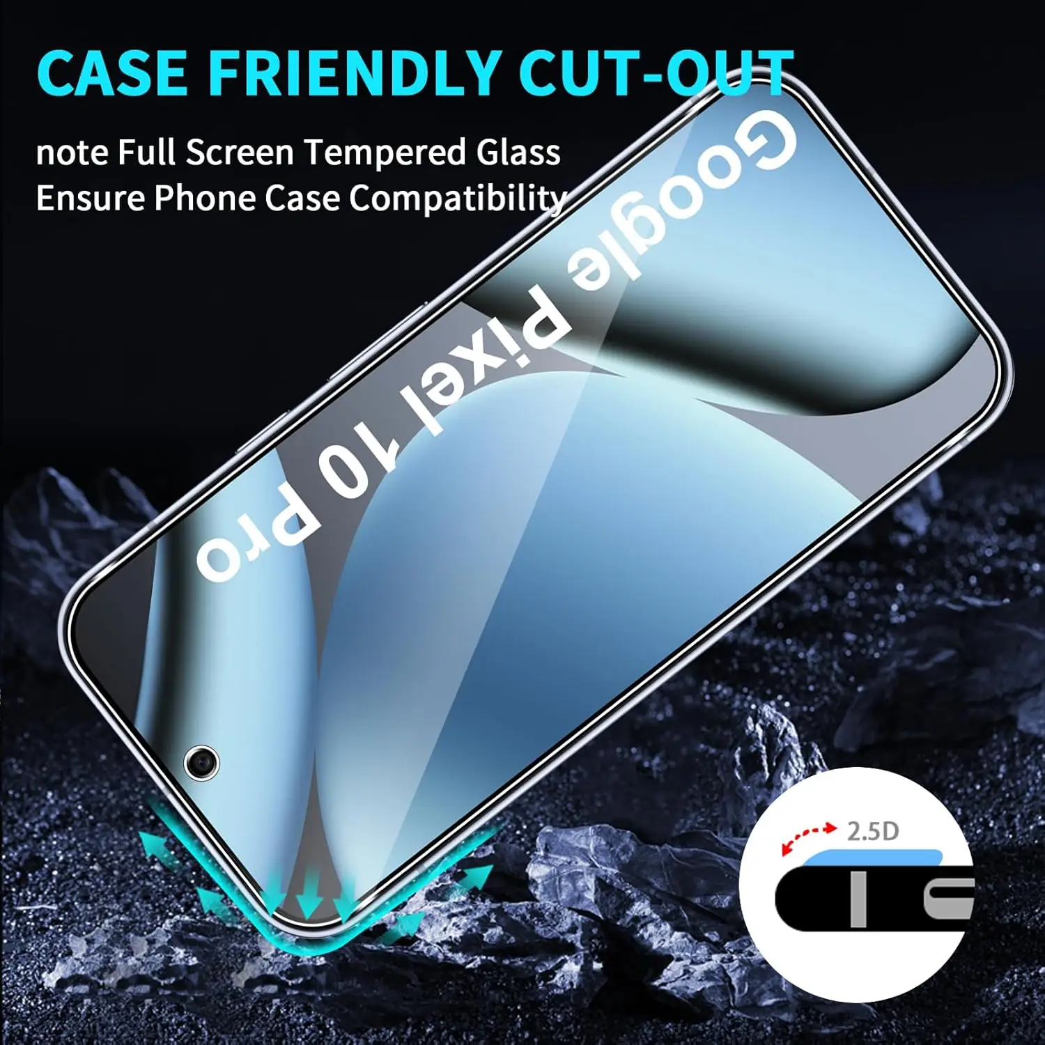 2/4 قطعة واقي شاشة عالي الدقة لهاتف جوجل بيكسل 9/9 برو/بيكسل 10/10 برو 9H طبقة من الزجاج المقسى