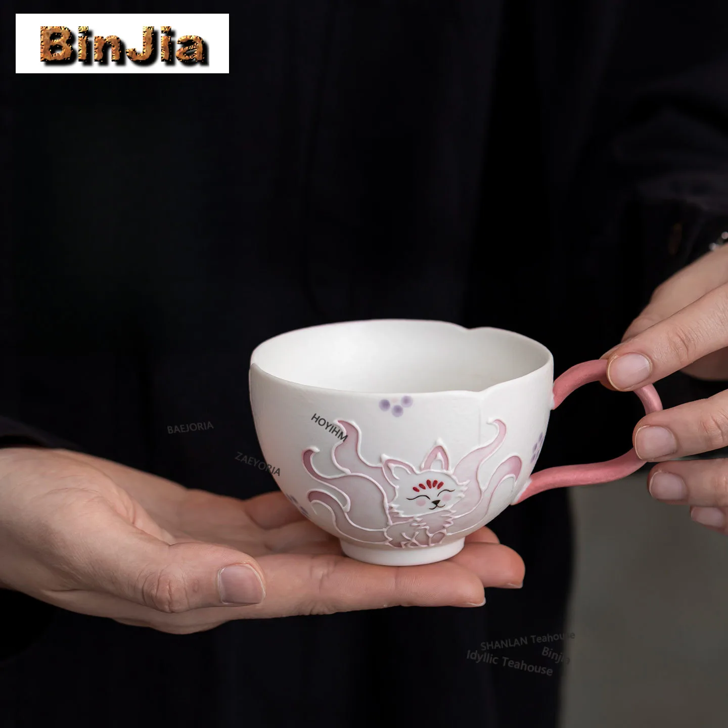 190ml Handbemalte Neun-Schwänzige Fuchs Kaffeetasse Antike Küchenbecher Nachmittagstee-Tasse Haushalt Büro Wasserbecher Teeservice