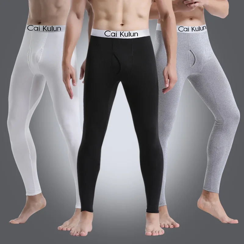 2024 New Men's Tight Sports Pants Slim Pants Autumn And Winter Thermal Pants Plush High Stretch Quick Drying Compression Pants