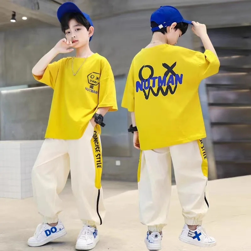 

Summer Children Boy Clothes Set Fashion Teenage Girls Skull T-shirts and Pants 2 Pieces Suit Kid Short Sleeve Top Bottom Outfits