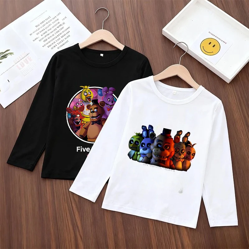 Five Nights At Freddys 子供用服 長袖 Tシャツ 男の子 女の子 綿服 Tシャツ 快適なトップス ベースシャツ ギフト