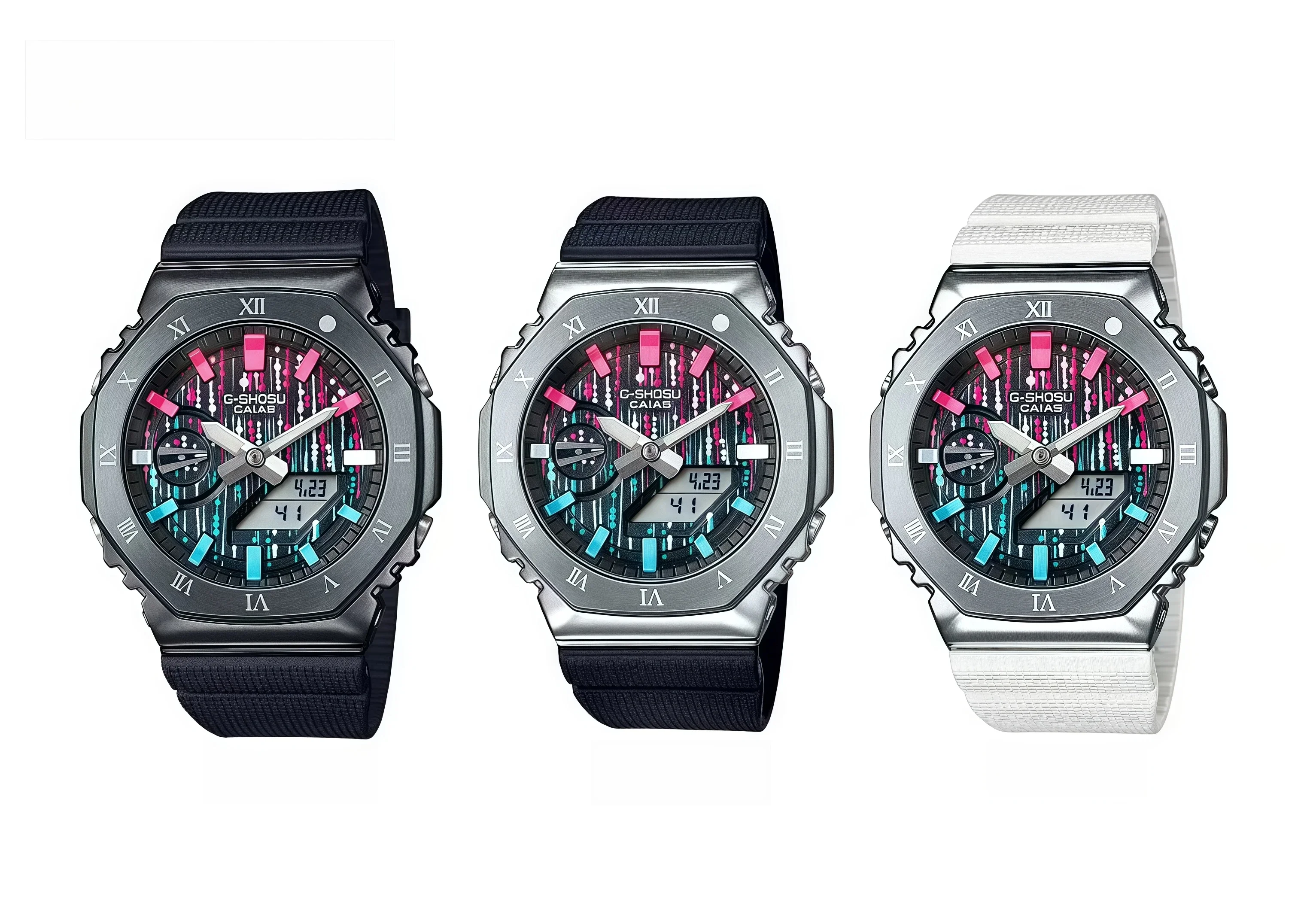 Roman numerals on gold dial Multifunctional Unisex sports digital watch World time GM Oak series