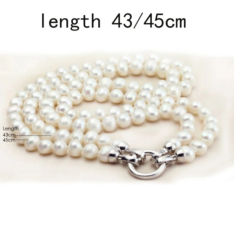 Real Freshwater Natural Double Pearl Necklaces For Women,White Round Pearl Necklace Engagement Gift