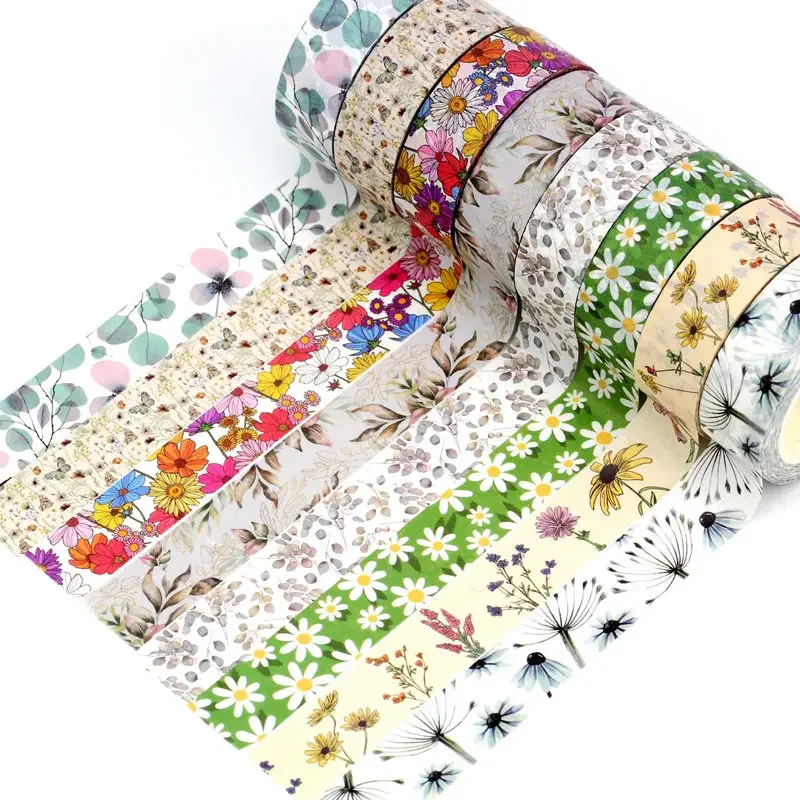 NEW 1X 10M Decor Flower Leaves Japanese Paper Cinta Washi Tape Set for Scrapbooking Masking Tape Cute Journal Kawaii Papelaria