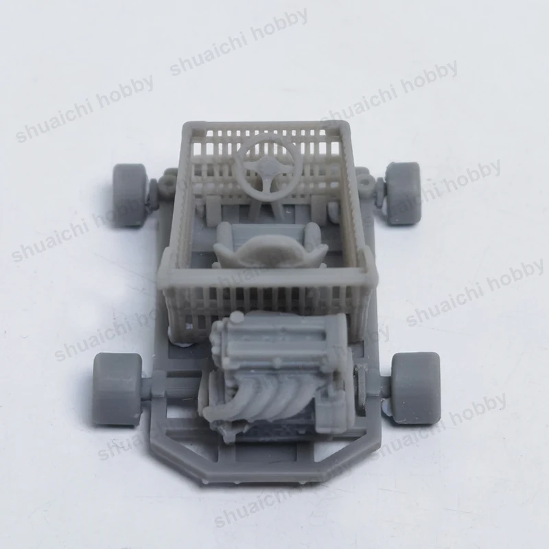 1Set 1/64 Scale Unpainted Model Shopping Go-Kart Simulation Racing Cars Separate Parts for Miniscale Scene Photography Props