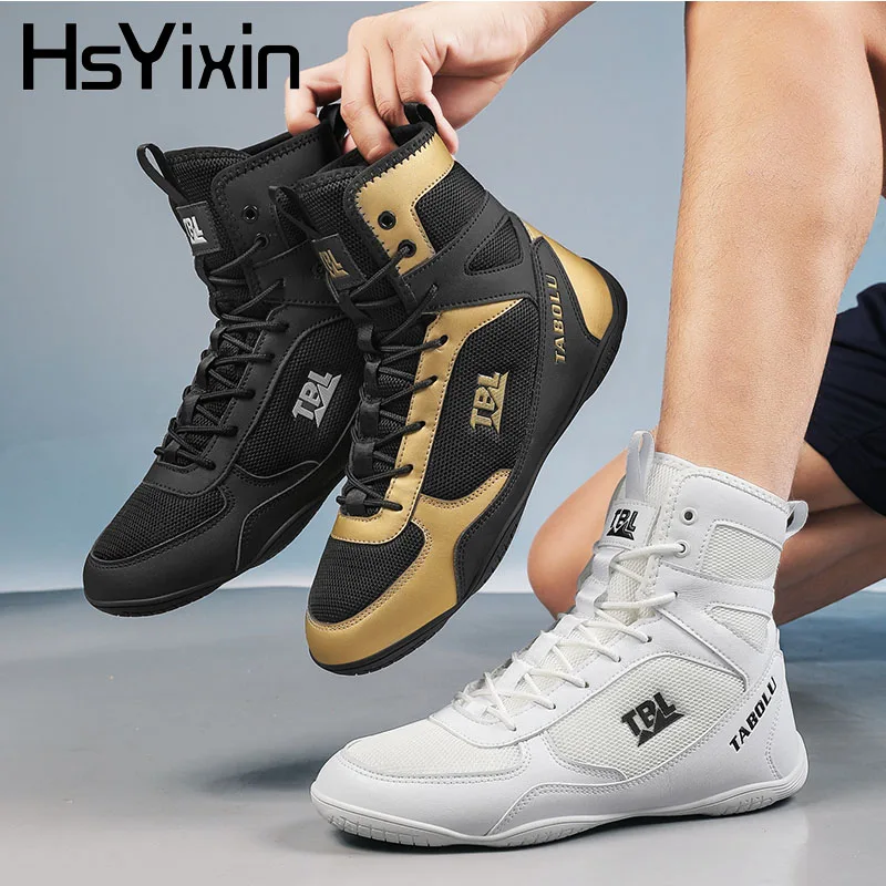 

Men's High Top Anti-Slip Wrestling Shoes Comfortable Rubber Sole Boxing Training Sports Sneakers for Fighting