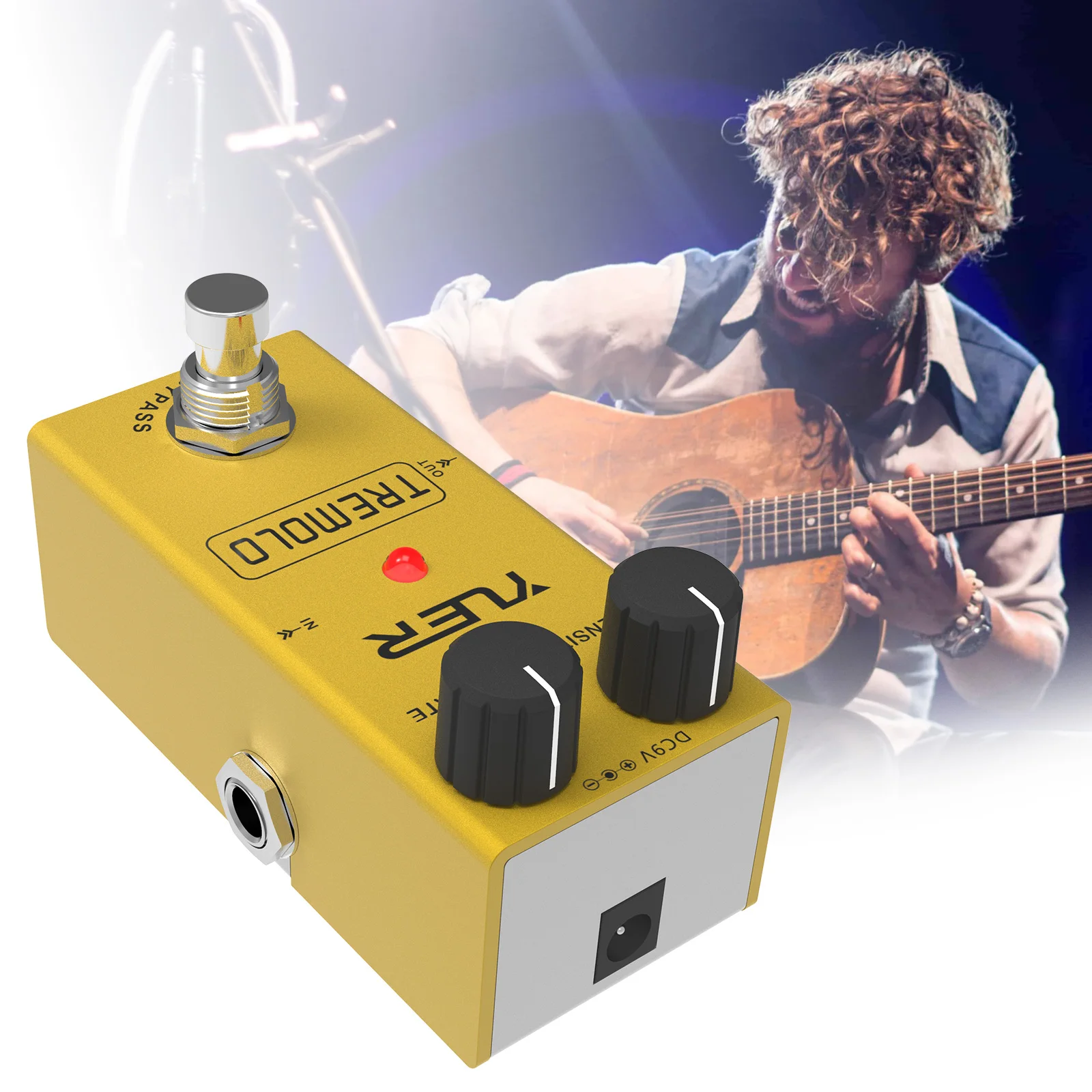 Tremolo Guitar Pedal True Bypass Military-Grade Metal Shell 9V Dc Mini Single Effect Pro Stage Pedal Road-Ready Chassis Studio