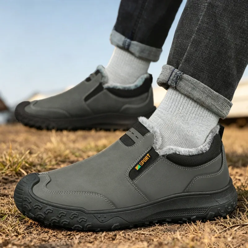 Winter Thickened Man Shoes Casual Warm Anti-Cold Fleece Lined Workwear Shoes for Man Anti-slip Comfortable Warm Cotton Boots