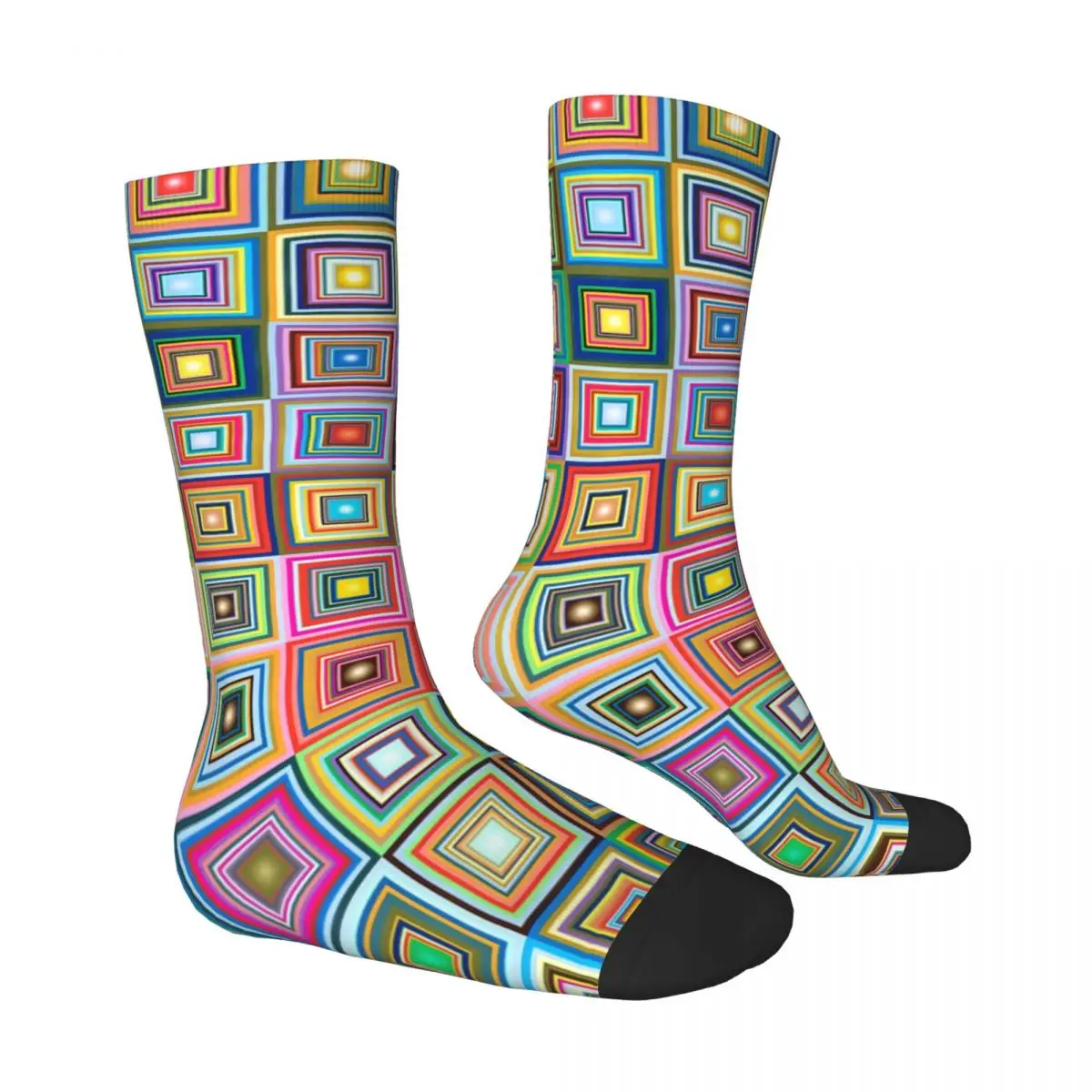 Fun Retro Square Socks Colorful Tiles Modern Stockings Female Soft Breathable Outdoor Sports Socks Autumn Design Anti Skid Socks