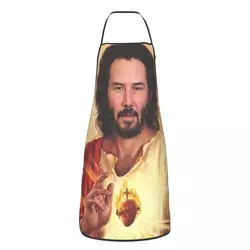 Saint Keanu Reeves Funny Aprons for Men Women Meme Jesus John Wick Adult Unisex Kitchen Chef Bib Tablier Cuisine Cooking Baking