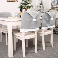 2/4pcs Christmas Decoration Supplies Gray Non-woven Fabric Chair Cover Stool Cover Christmas Chair Cover Large Hat