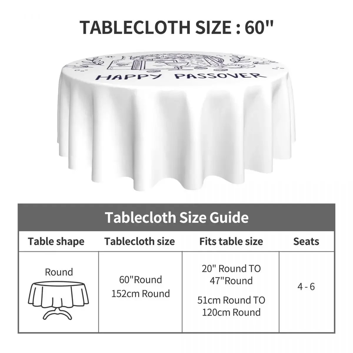 Happy Jewish Passover Tablecloth Holiday Modern Round Table Cloth For Banquet Christmas Party Table Cover Cheap Table Decoration