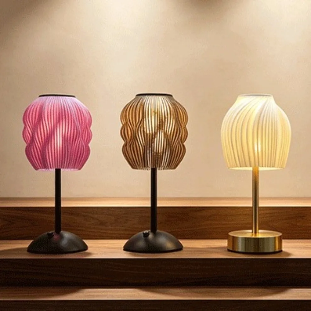 Exquisite 3D Printed Lampshade Decorative Layered Wave Texture Design Desk Lamp Lampshade Shock-resistant Semi-transparent
